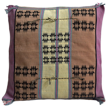 Purely Handwoven Purple Beige Tribal Design Cotton Cushion Covers 1 psc - Ethnic Inspiration